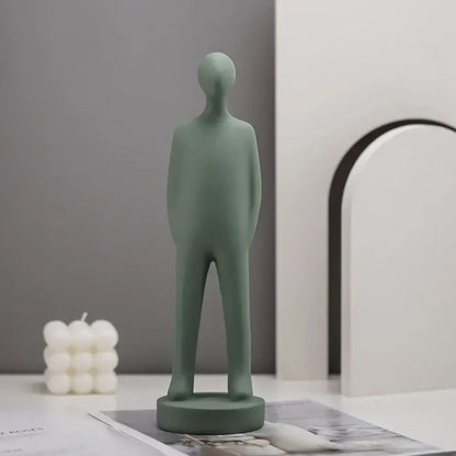 Minimalist white abstract people resin statue set living room decor
