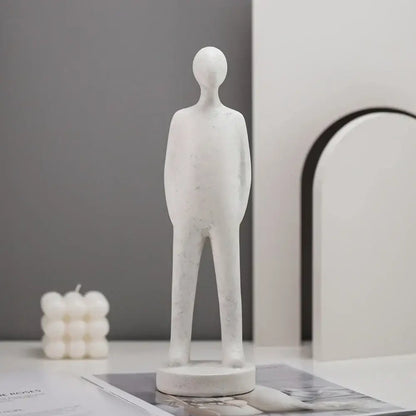 Minimalist white abstract people resin statue set living room decor