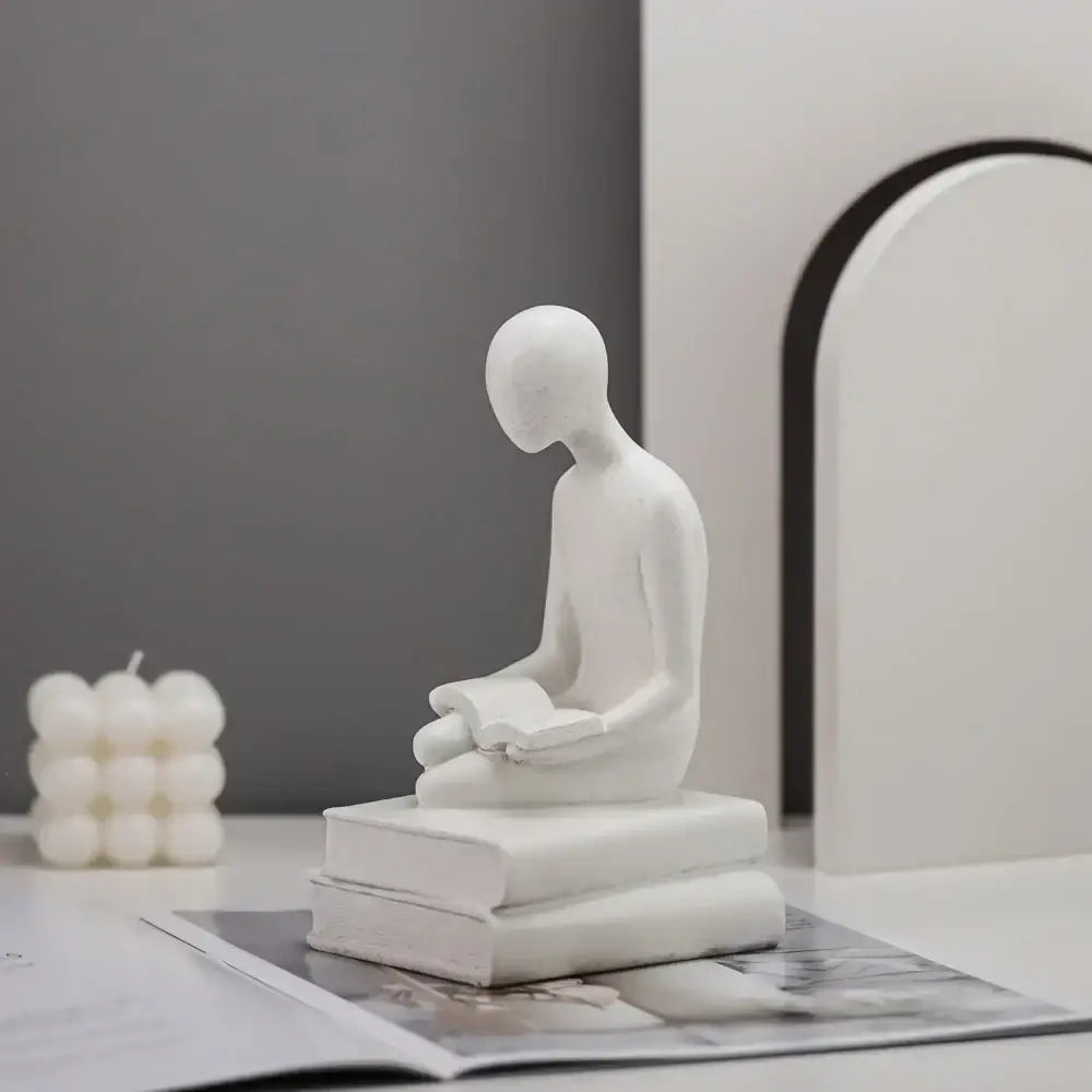 Minimalist white abstract people resin statue set living room decor
