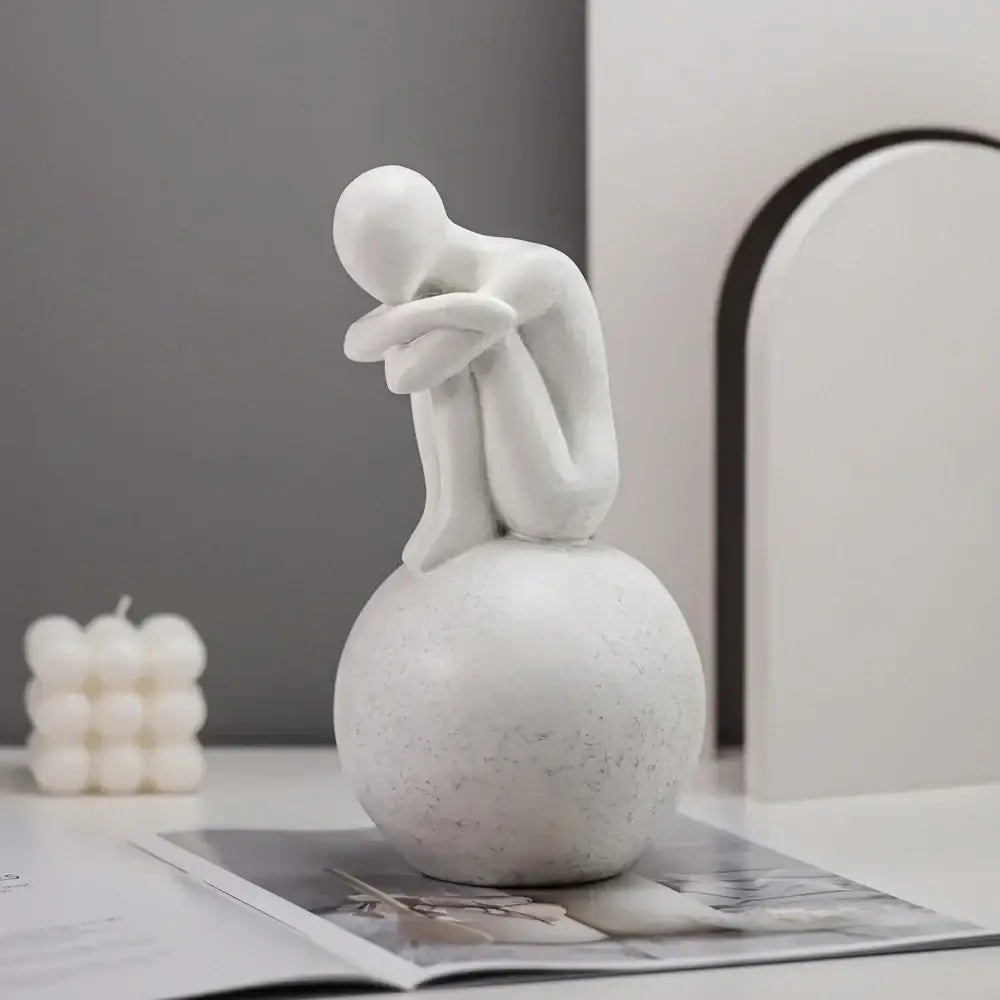 Minimalist white abstract people resin statue set living room decor