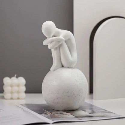 Minimalist white abstract people resin statue set living room decor