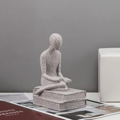 Minimalist white abstract people resin statue set living room decor