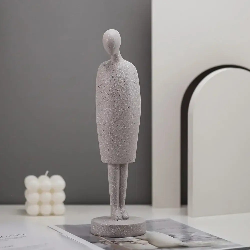 Minimalist white abstract people resin statue set living room decor