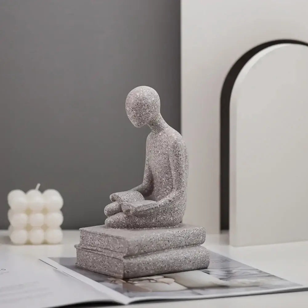 Minimalist white abstract people resin statue set living room decor