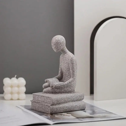 Minimalist white abstract people resin statue set living room decor