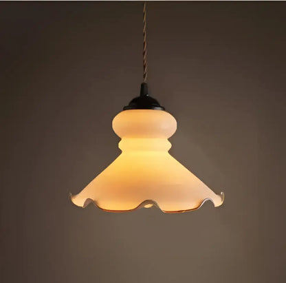 Minimalist white and black glass pendant light for bedroom