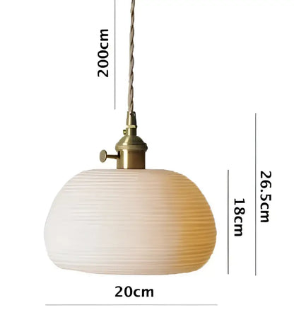 Minimalist white and black glass pendant light for bedroom