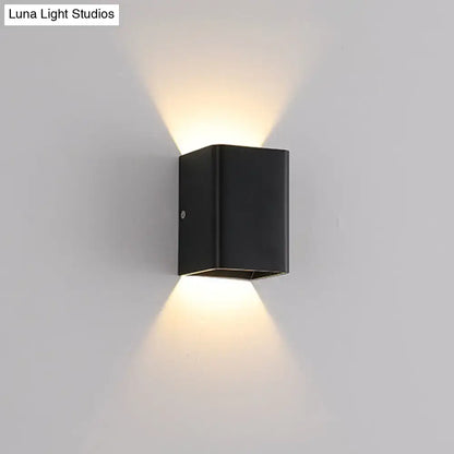 Minimalist white and brass wall lamp bedroom cube shade sconce