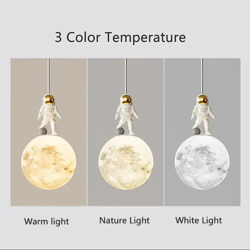 Minimalist white astronaut pendant light for children’s bedroom