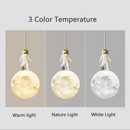 Minimalist white astronaut pendant light for children’s bedroom