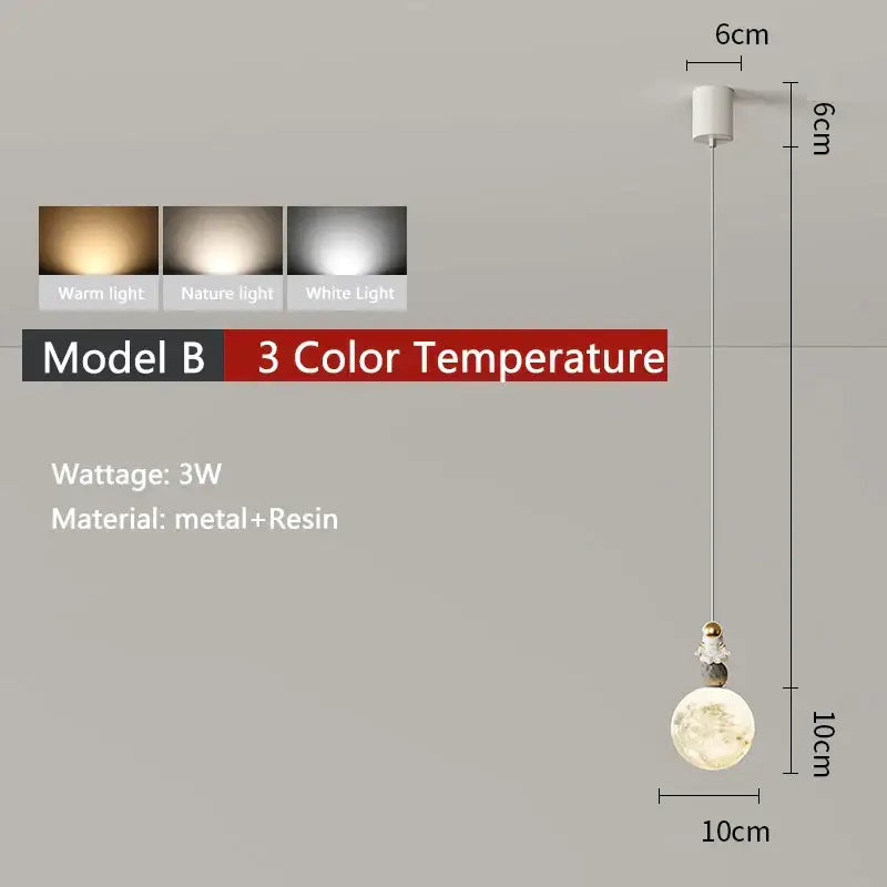 Minimalist white astronaut pendant light for children’s bedroom