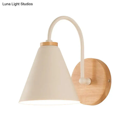 Minimalist white & black conical wall sconce bedroom wall light