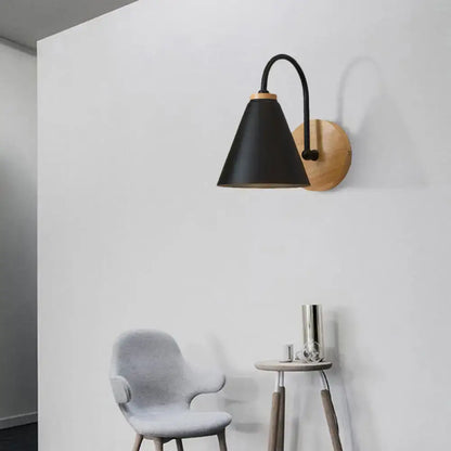 Minimalist white & black conical wall sconce bedroom wall light