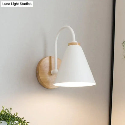 Minimalist white & black conical wall sconce bedroom wall light