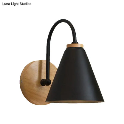 Minimalist white & black conical wall sconce bedroom wall light