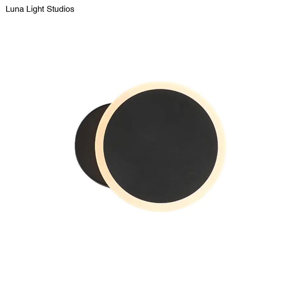 DecorBites™ Minimalist White/Black Round LED Wall Sconce with Warm/White Light - Acrylic Wall Mounted Lamp Fixture
