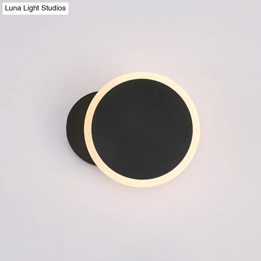 DecorBites™ Minimalist White/Black Round LED Wall Sconce with Warm/White Light - Acrylic Wall Mounted Lamp Fixture