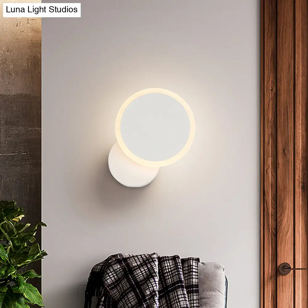 DecorBites™ Minimalist White/Black Round LED Wall Sconce with Warm/White Light - Acrylic Wall Mounted Lamp Fixture