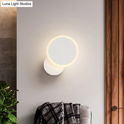 DecorBites™ Minimalist White/Black Round LED Wall Sconce with Warm/White Light - Acrylic Wall Mounted Lamp Fixture
