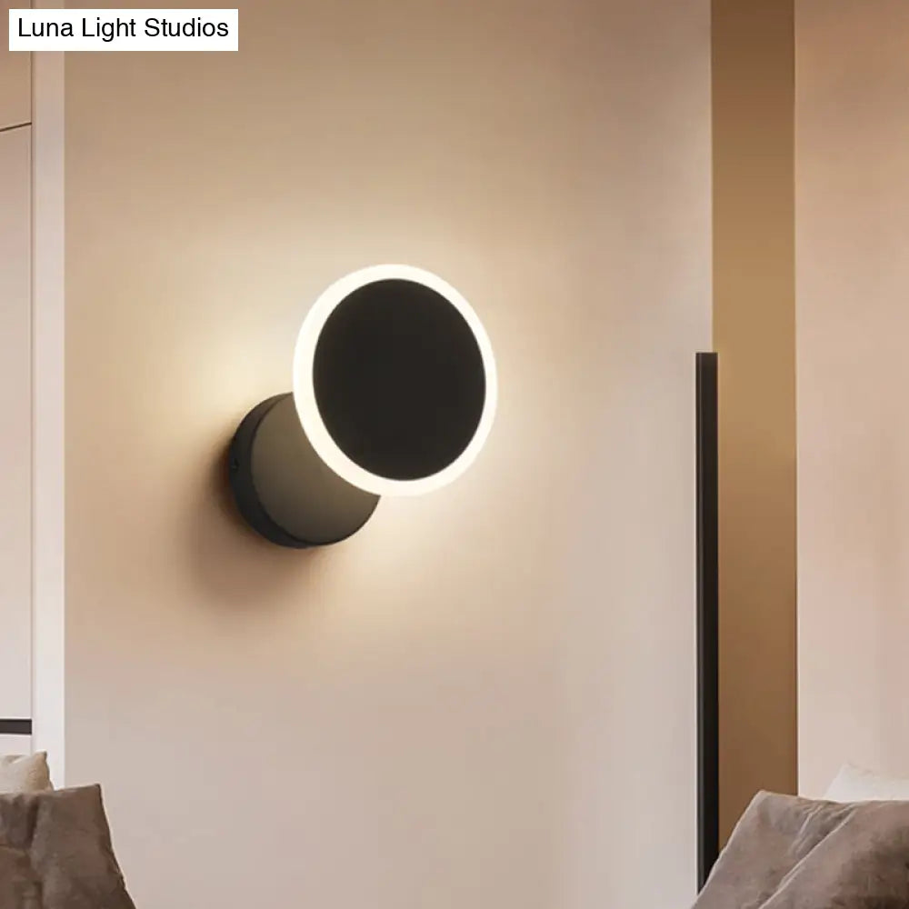 DecorBites™ Minimalist White/Black Round LED Wall Sconce with Warm/White Light - Acrylic Wall Mounted Lamp Fixture