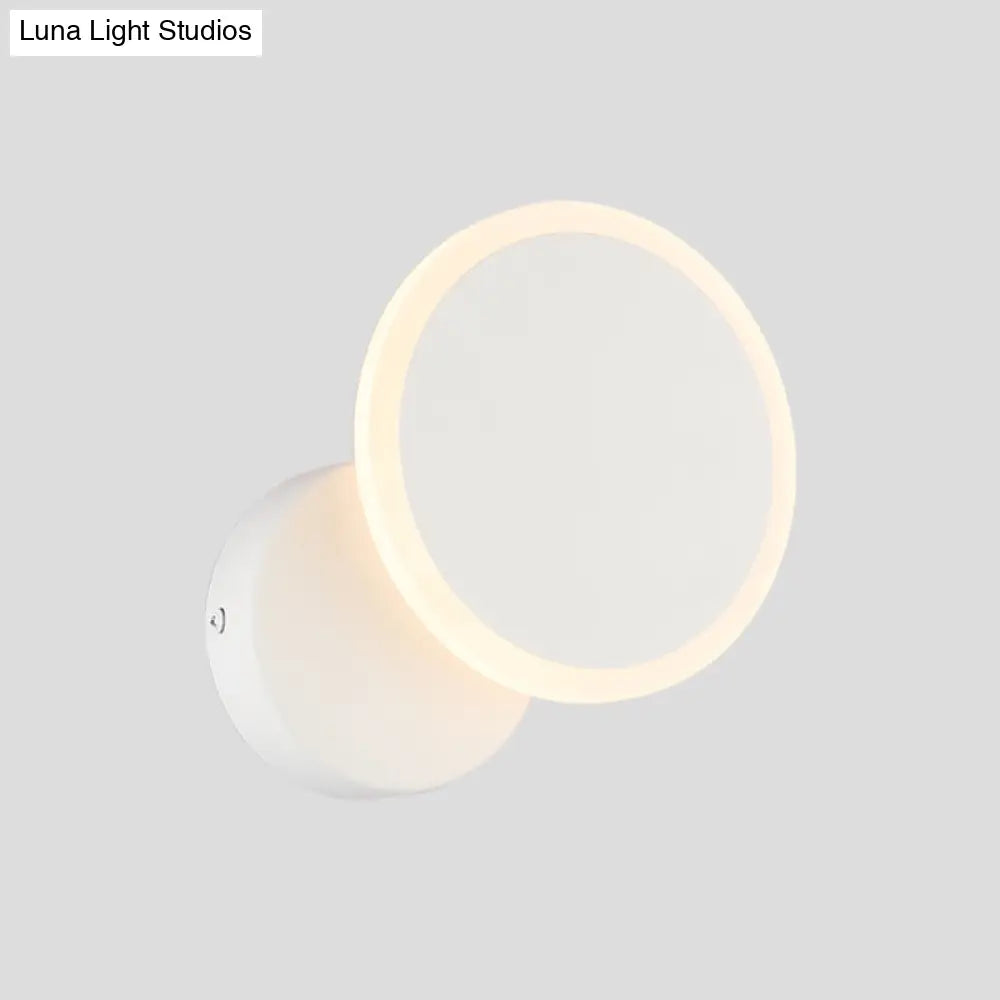 DecorBites™ Minimalist White/Black Round LED Wall Sconce with Warm/White Light - Acrylic Wall Mounted Lamp Fixture