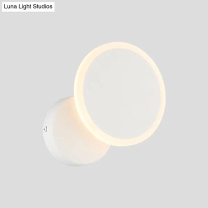 DecorBites™ Minimalist White/Black Round LED Wall Sconce with Warm/White Light - Acrylic Wall Mounted Lamp Fixture