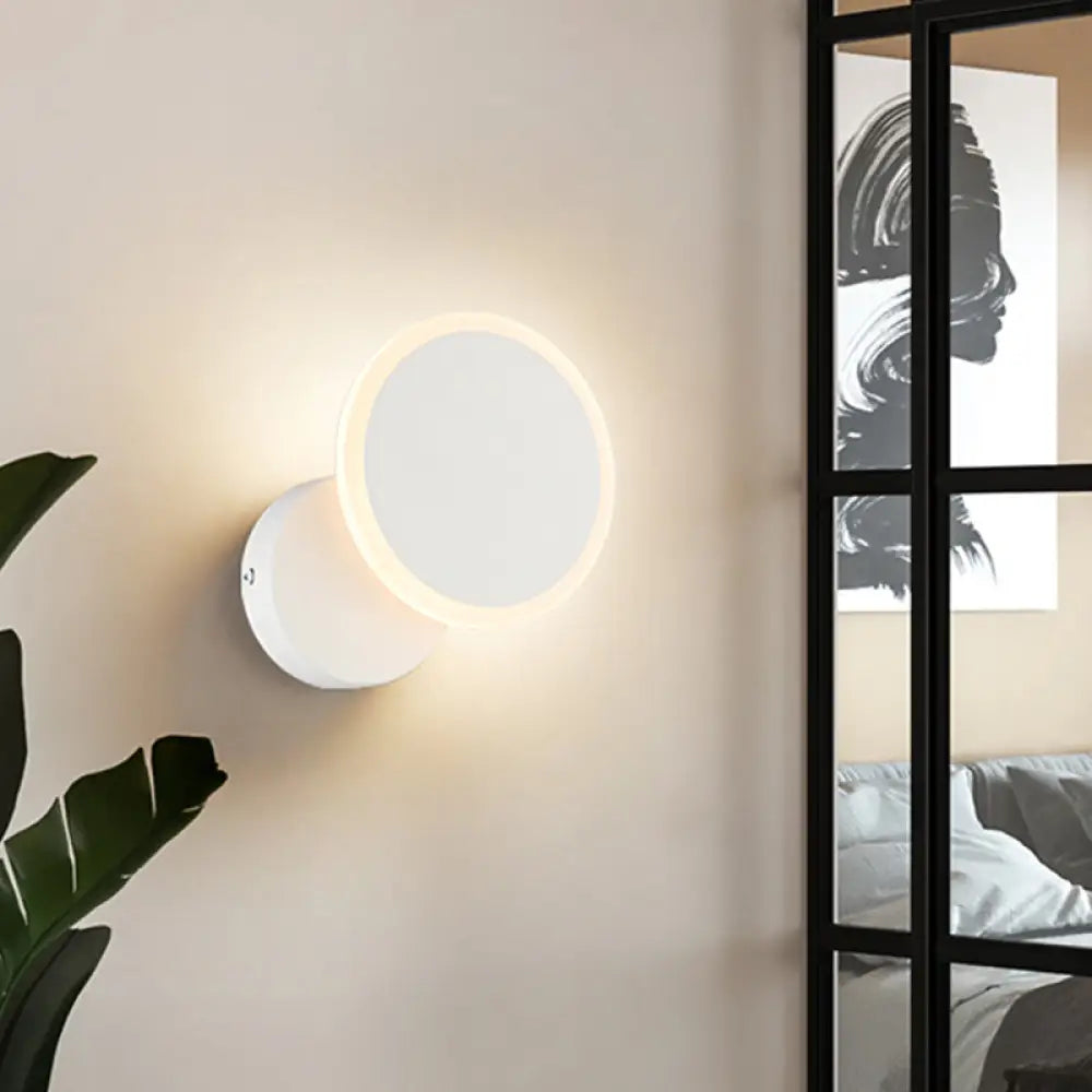 DecorBites™ Minimalist White/Black Round LED Wall Sconce with Warm/White Light - Acrylic Wall Mounted Lamp Fixture