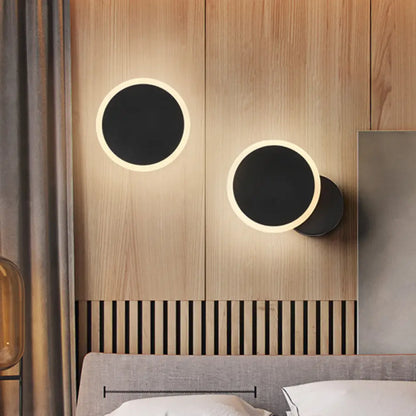 DecorBites™ Minimalist White/Black Round LED Wall Sconce with Warm/White Light - Acrylic Wall Mounted Lamp Fixture