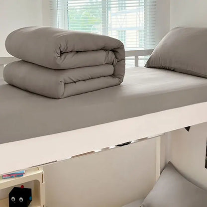 Minimalist white buttoned washed cotton bedding set bedroom duvet