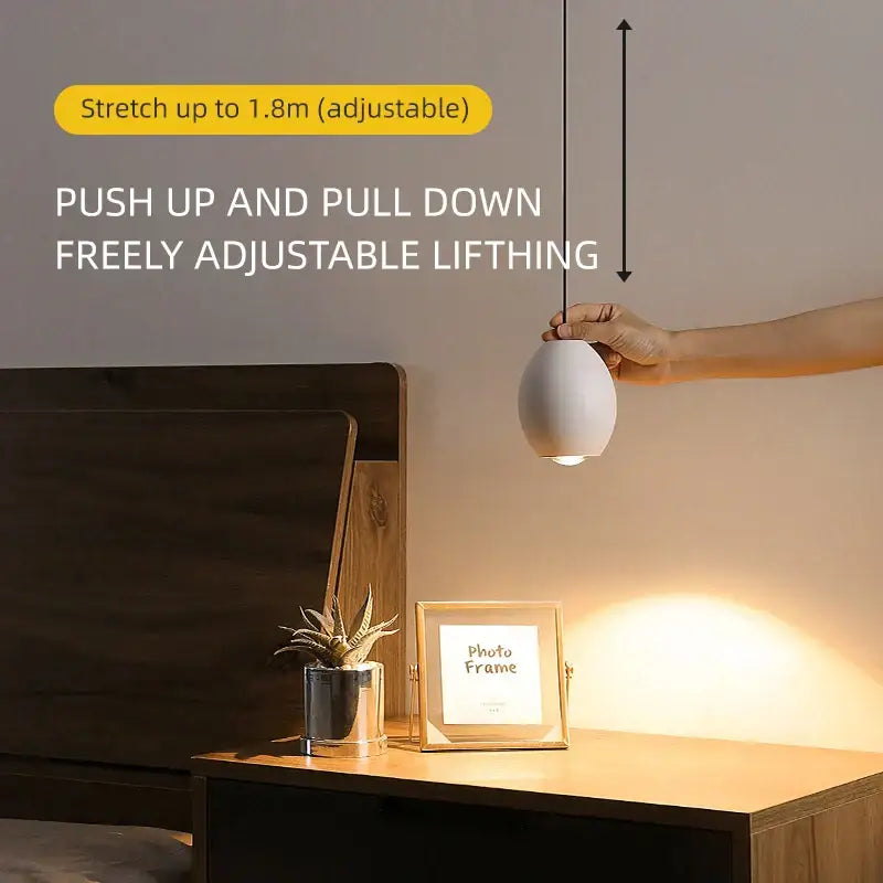 Minimalist white ceramic egg adjustable pendant light kitchen spotlight