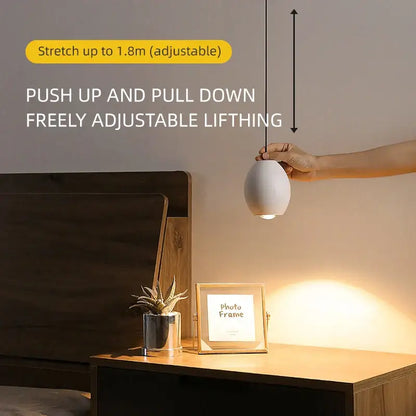 Minimalist white ceramic egg adjustable pendant light kitchen spotlight