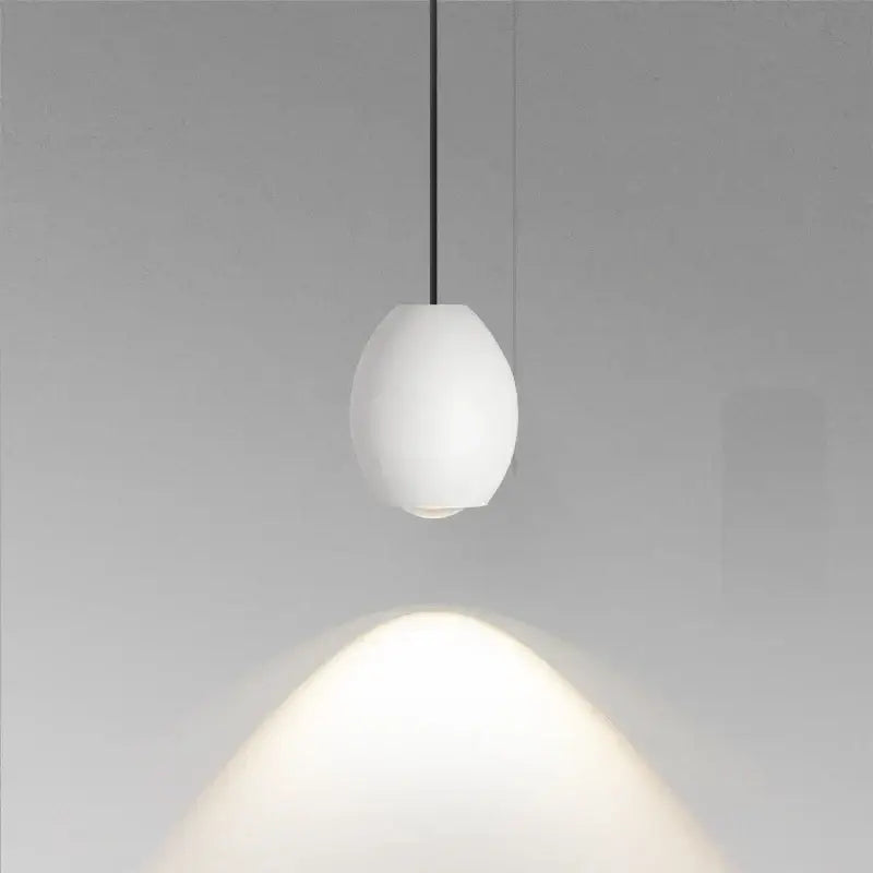 Minimalist white ceramic egg adjustable pendant light kitchen spotlight