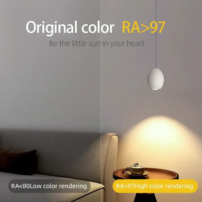 Minimalist white ceramic egg adjustable pendant light kitchen spotlight