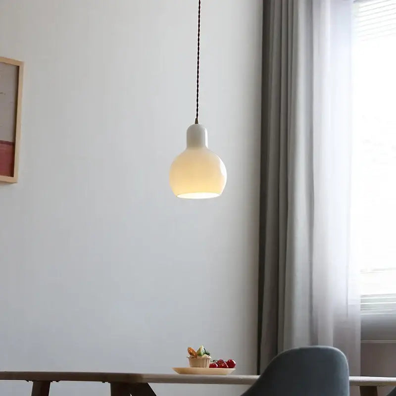 Minimalist white ceramic led pendant lamp dining room warm glow