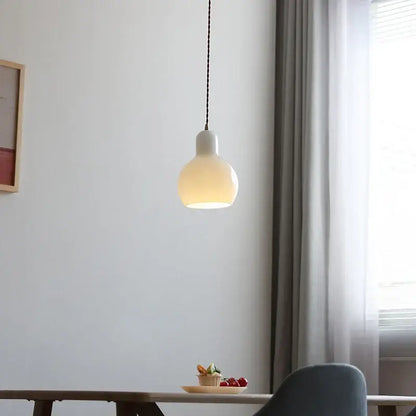 Minimalist white ceramic led pendant lamp dining room warm glow