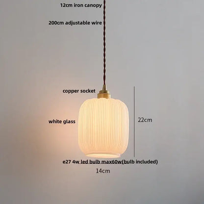Minimalist white ceramic led pendant lamp dining room warm glow