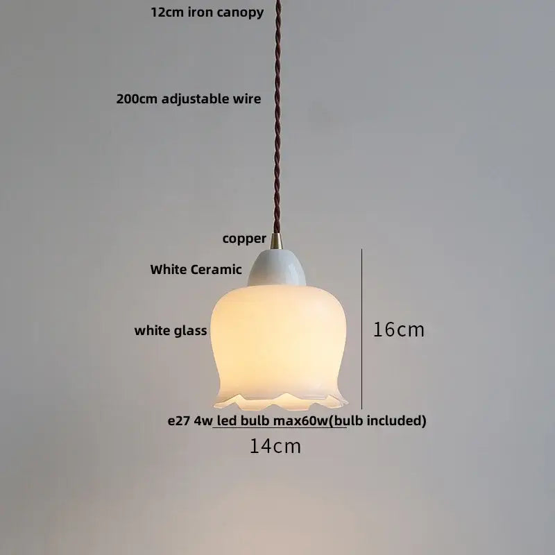 Minimalist white ceramic led pendant lamp dining room warm glow