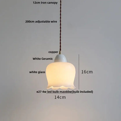 Minimalist white ceramic led pendant lamp dining room warm glow