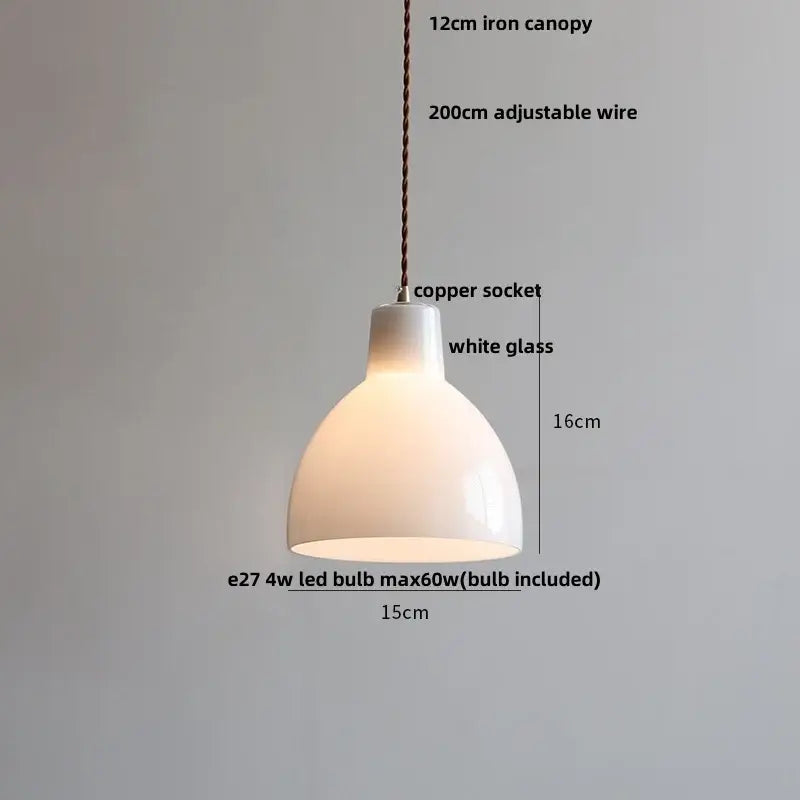 Minimalist white ceramic led pendant lamp dining room warm glow