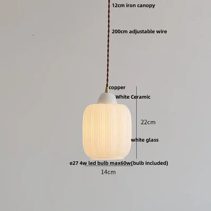 Minimalist white ceramic led pendant lamp dining room warm glow