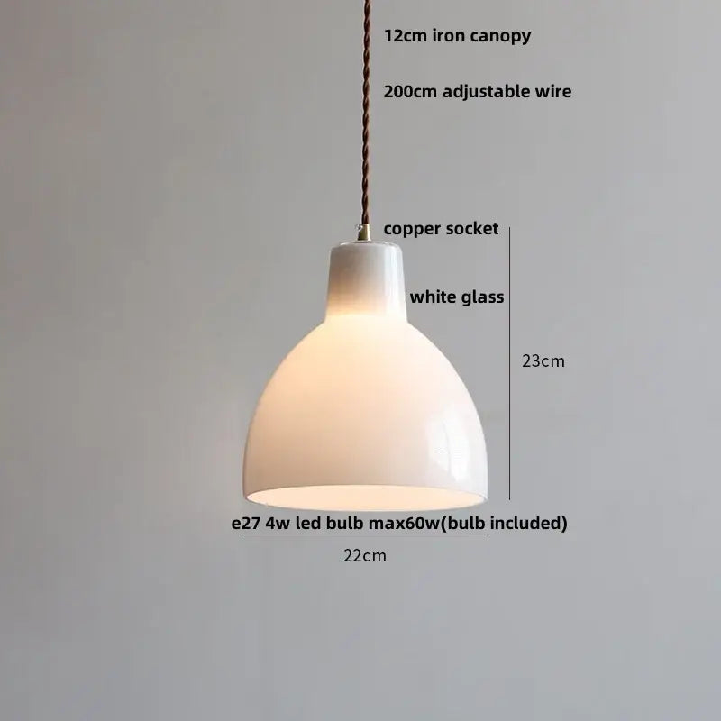 Minimalist white ceramic led pendant lamp dining room warm glow