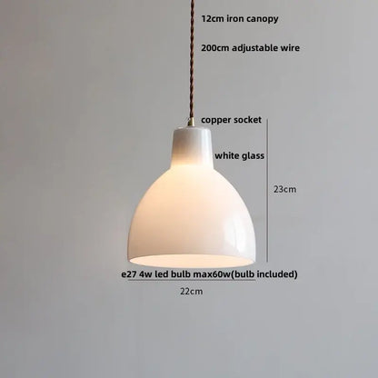 Minimalist white ceramic led pendant lamp dining room warm glow