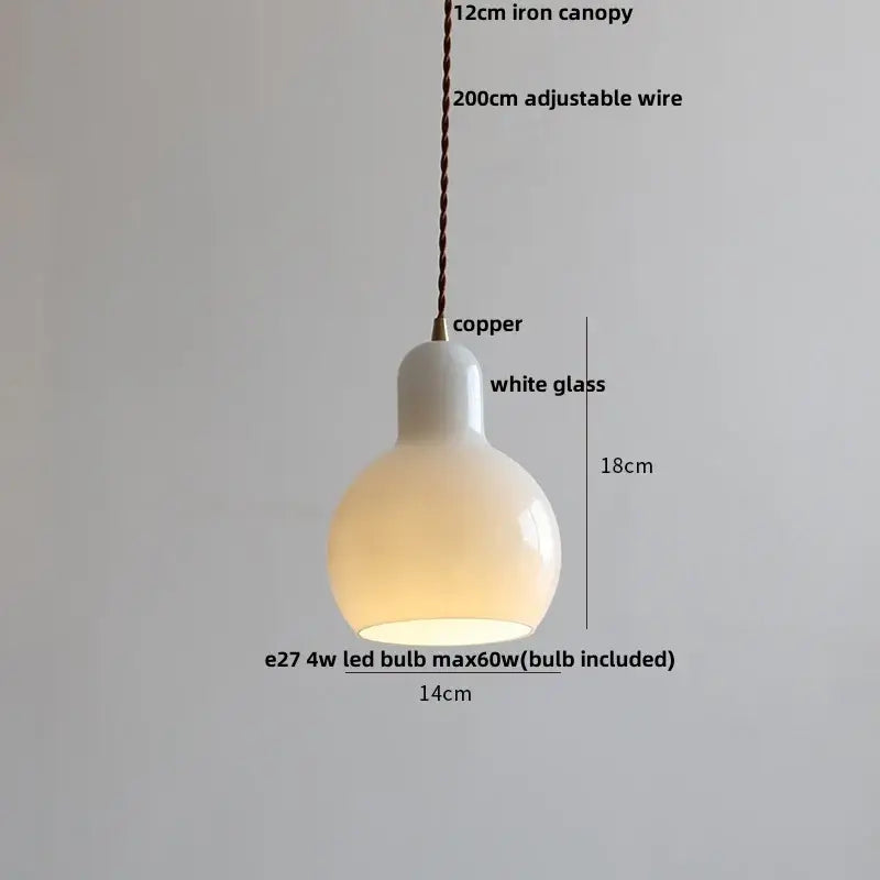 Minimalist white ceramic led pendant lamp dining room warm glow