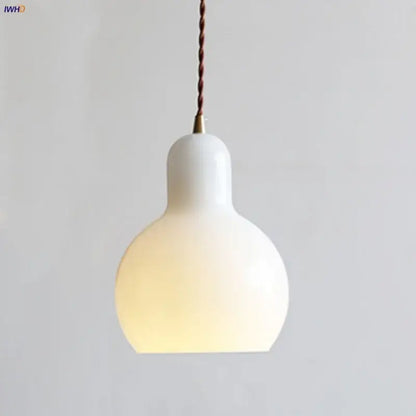 Minimalist white ceramic led pendant lamp dining room warm glow