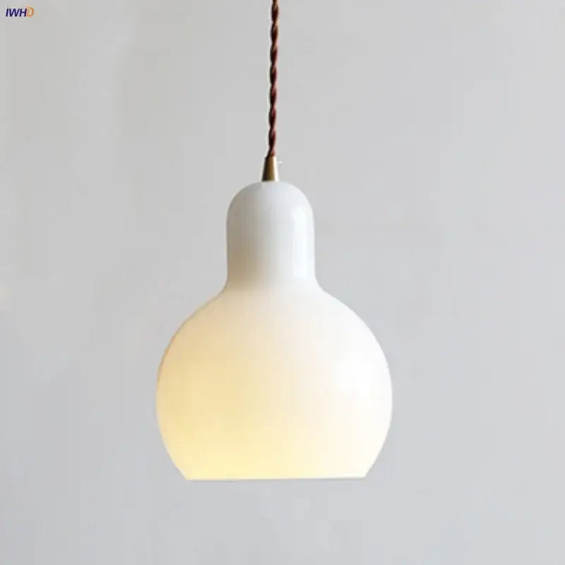 Minimalist white ceramic led pendant lamp dining room warm glow