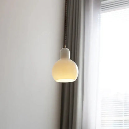 Minimalist white ceramic led pendant lamp dining room warm glow