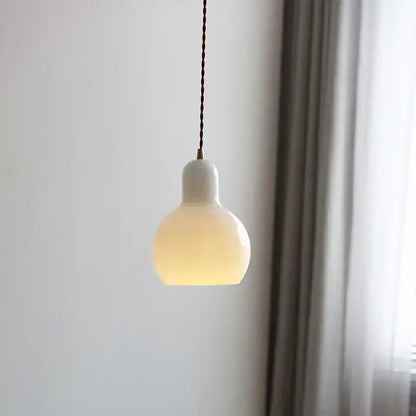 Minimalist white ceramic led pendant lamp dining room warm glow