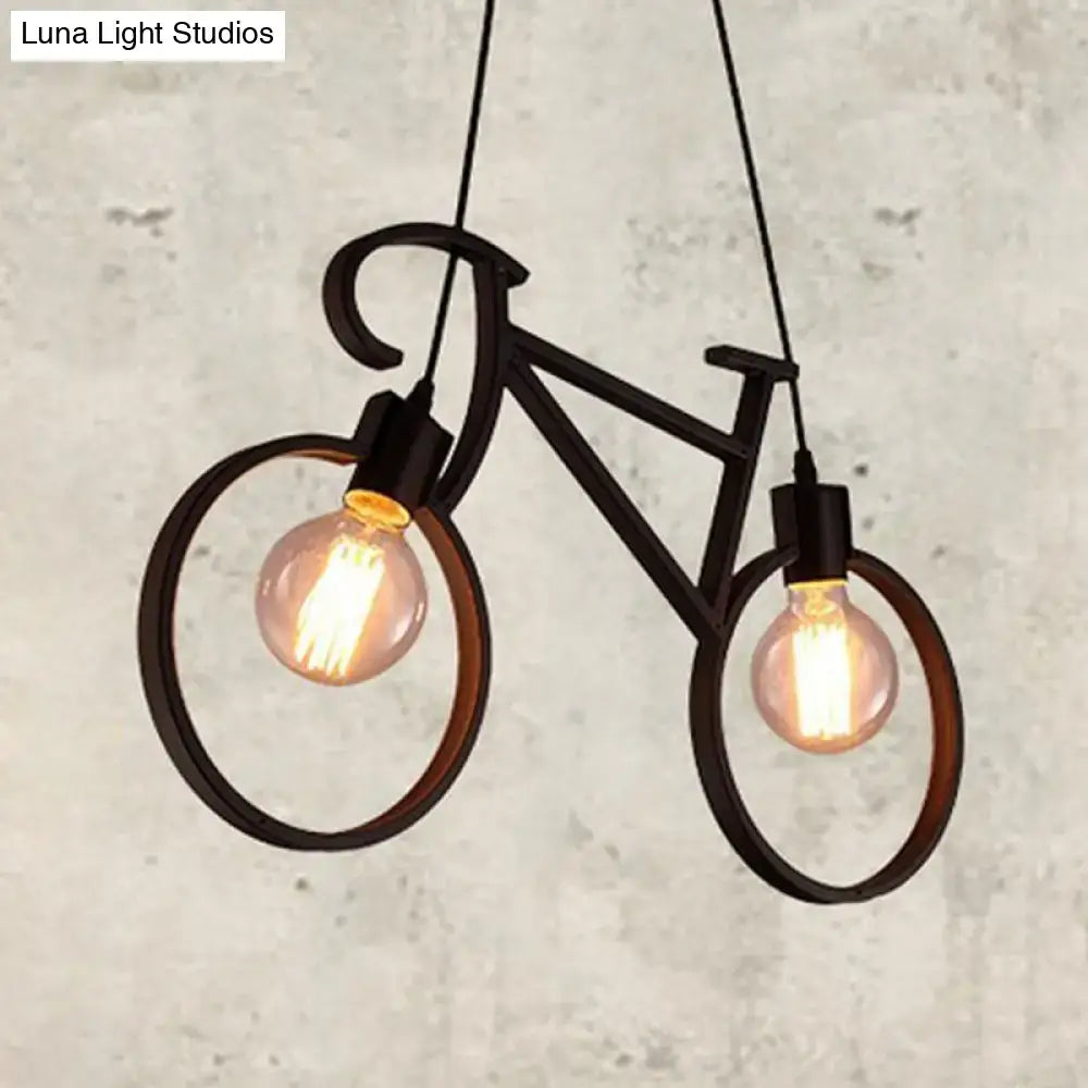 Minimalist white city bike pendant light for kids room open bulb design