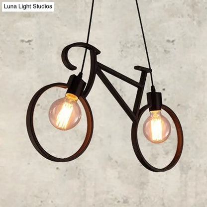 Minimalist white city bike pendant light for kids room open bulb design