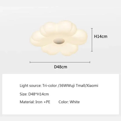 Minimalist white cloud led ceiling light for bedroom decor